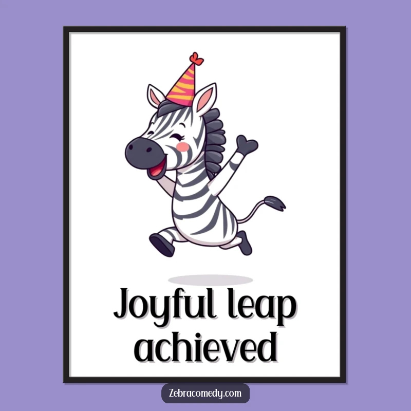 Funny Zebra Party Leap Poster: Hilarious Art for Festive Decor