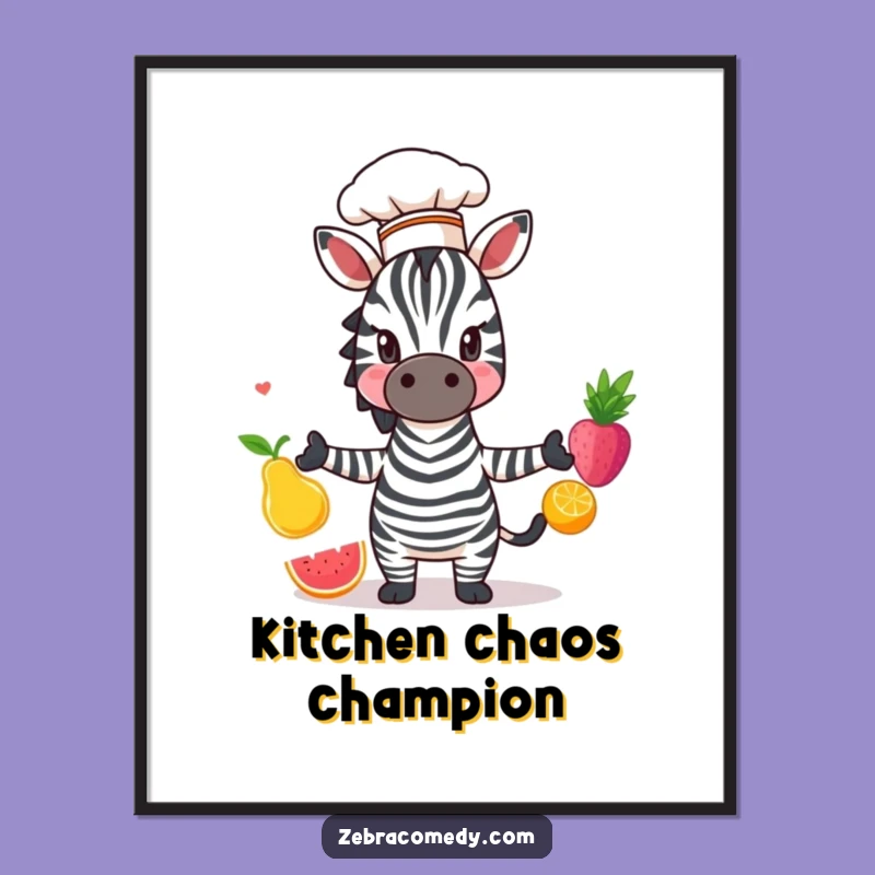 Funny Zebra Chef Poster: Culinary Art Print, Ideal Wall Decor Funny Gift