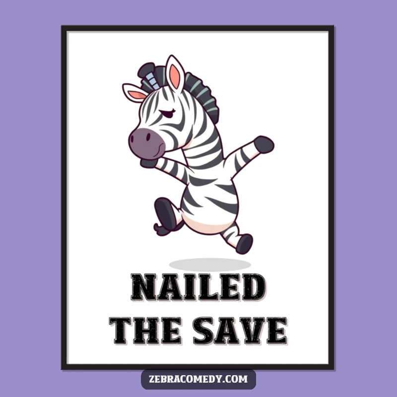 Funny Tripping Zebra Poster - Hilarious Wall Art of Mid-Air Surprise