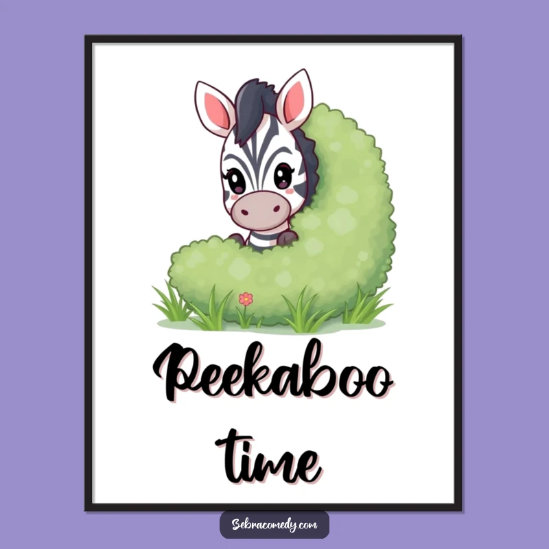 Funny Peeking Zebra Poster, Playful Art for a Fun and Whimsical Home