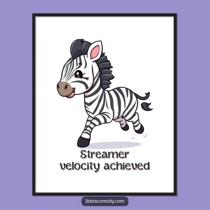 Funny Zebra Cub Galloping Poster: Whimsical Animal Wall Art Gift