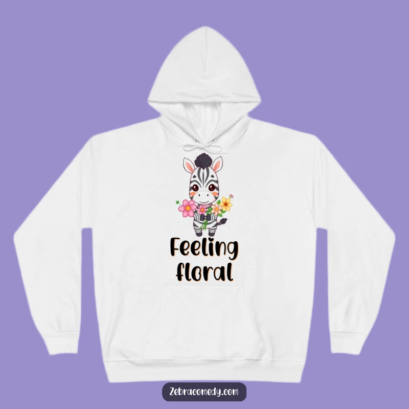 Funny Grinning Zebra Hoodie, Cozy Up with Flowers and Fun, a Warm Gift