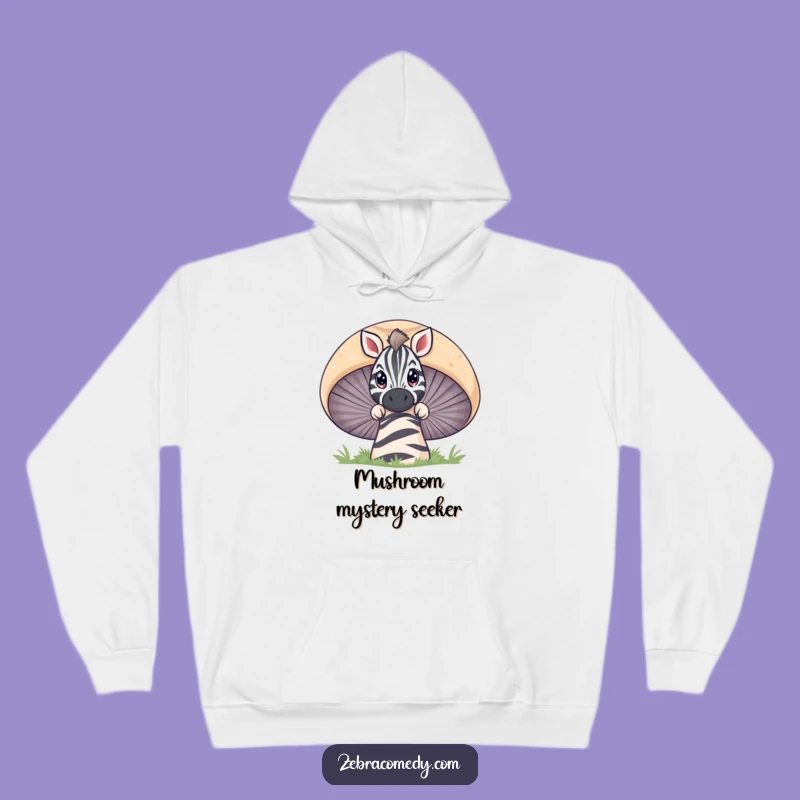Funny Zebra Mushroom Peeking Hoodie - Cozy Cartoon Adventure Gift