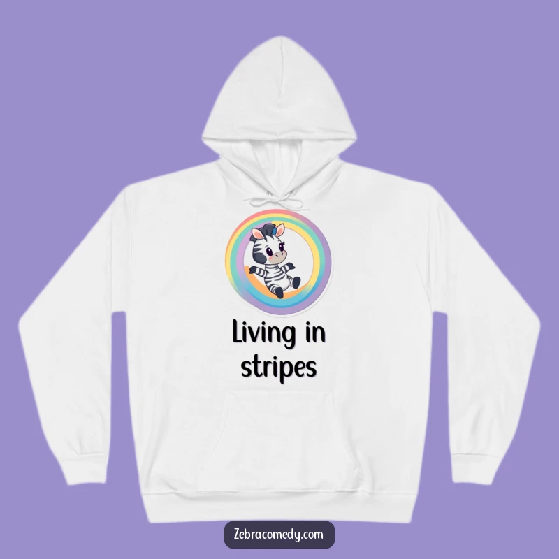 Funny Zebra Rainbow Slide Hoodie: Cozy & Colorful Cartoon Comfort, Perfect Gift
