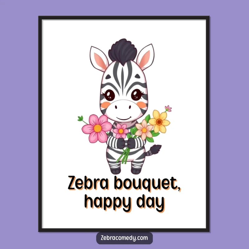Cheerful Free Printable Wall Art: Grinning Zebra Floral Decor Downloadable