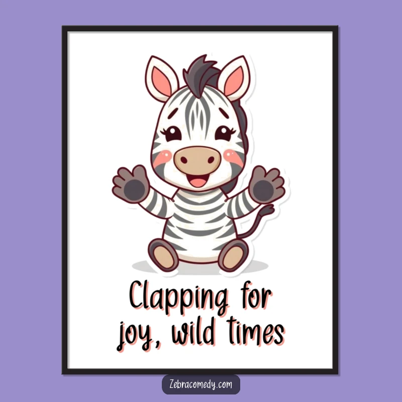Free Printable Wall Art: Hilarious Clapping Zebra for a Cheerful, Funky Vibe!