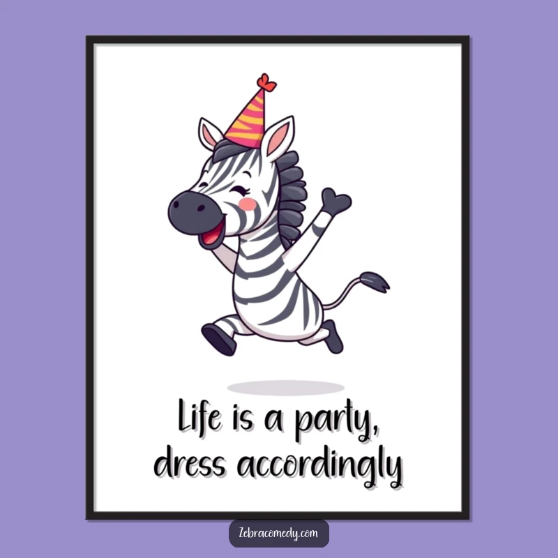 Free Printable Joyful Zebra Wall Art: Funny Leaping Downloadable Decor for Parties