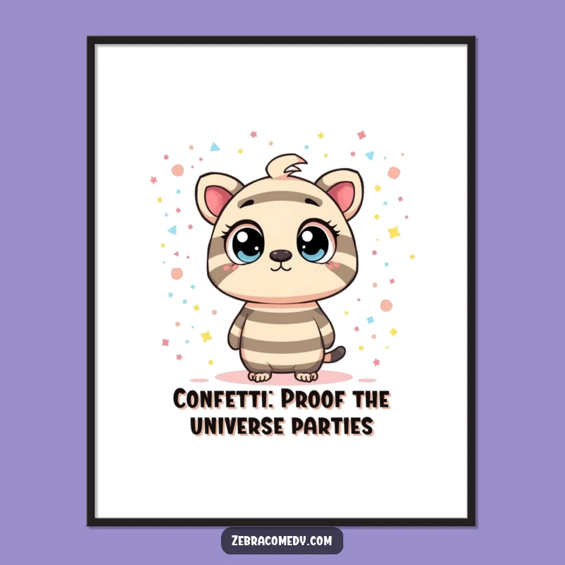 Free Printable Wall Art: Curious Striped Character Galaxy Confetti - Cosmic Decor