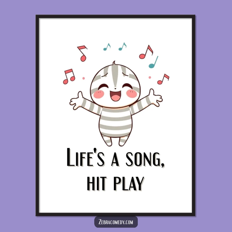 Free Printable Wall Art: Musical Striped Character - Joyful Downloadable Decor