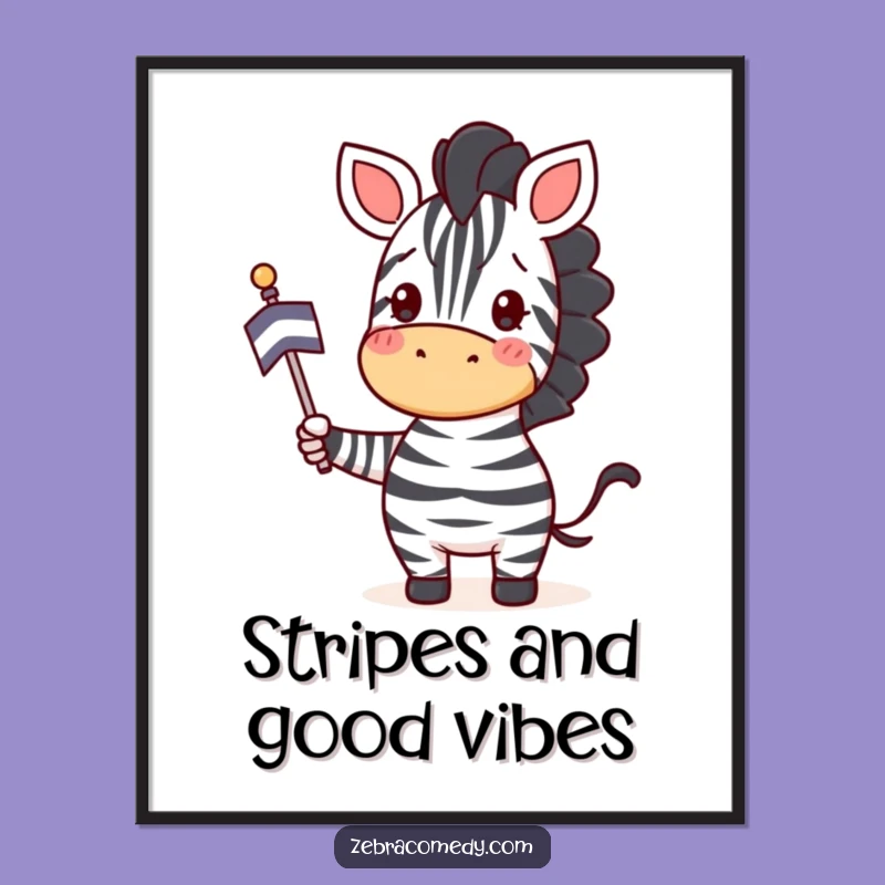 Free Printable Wall Art: Waving Zebra Flag, Hilarious Animal Downloadable Decor