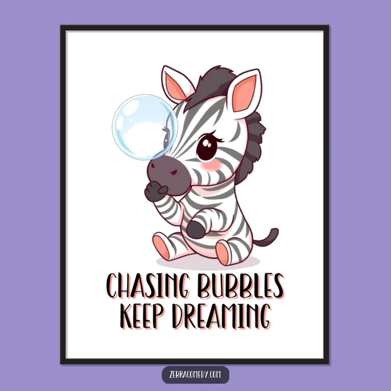 Free Printable Wall Art: Zebra Batting Bubble - Whimsical Downloadable Decor