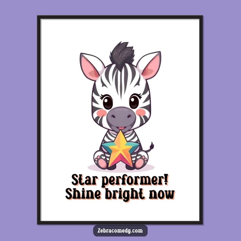 Free Printable Wall Art Zebra Cub Star Balancing Funny Downloadable Decor