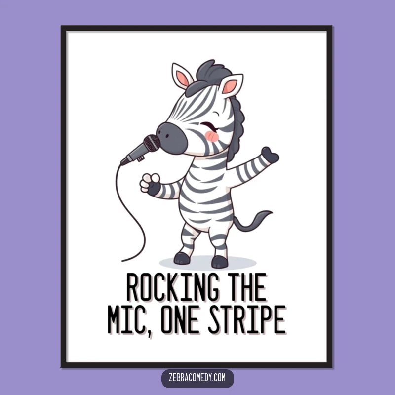 Free Printable Zebra Singer Wall Art: Funny Musical Downloadable Decor for Fun Spaces