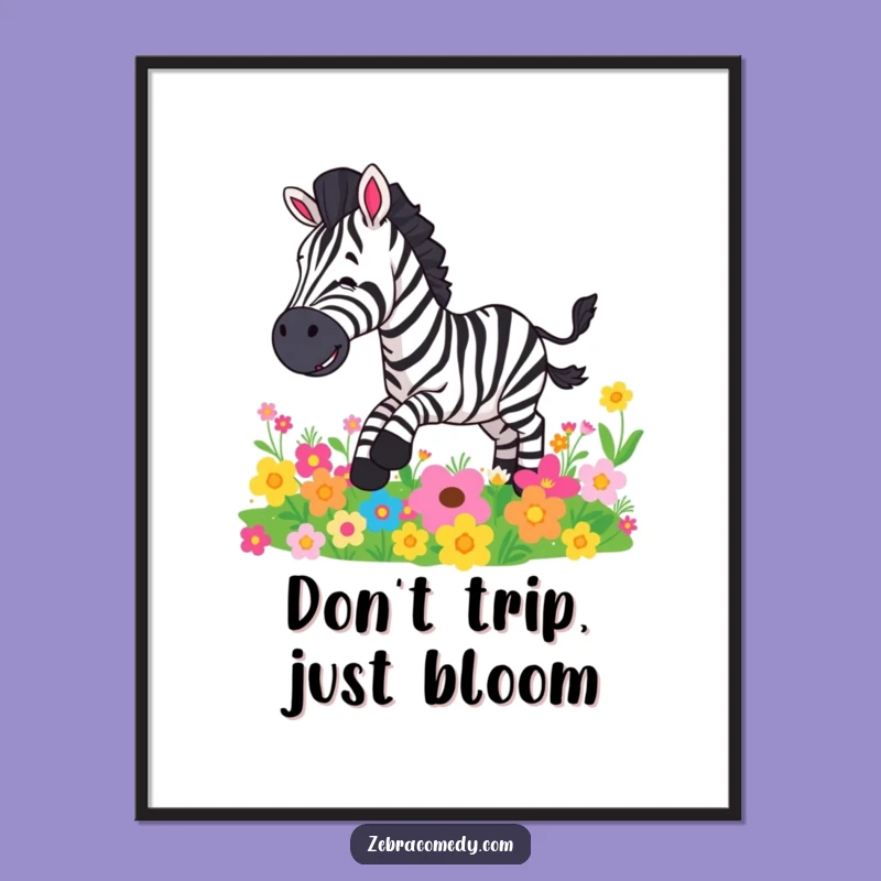 Free Printable Zebra Wall Art: Hilarious Flower Slip-Down for Quirky Decor