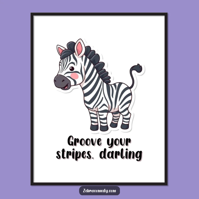 Funny Free Printable Wall Art: Wavy Zebra Tail Wiggle - Downloadable