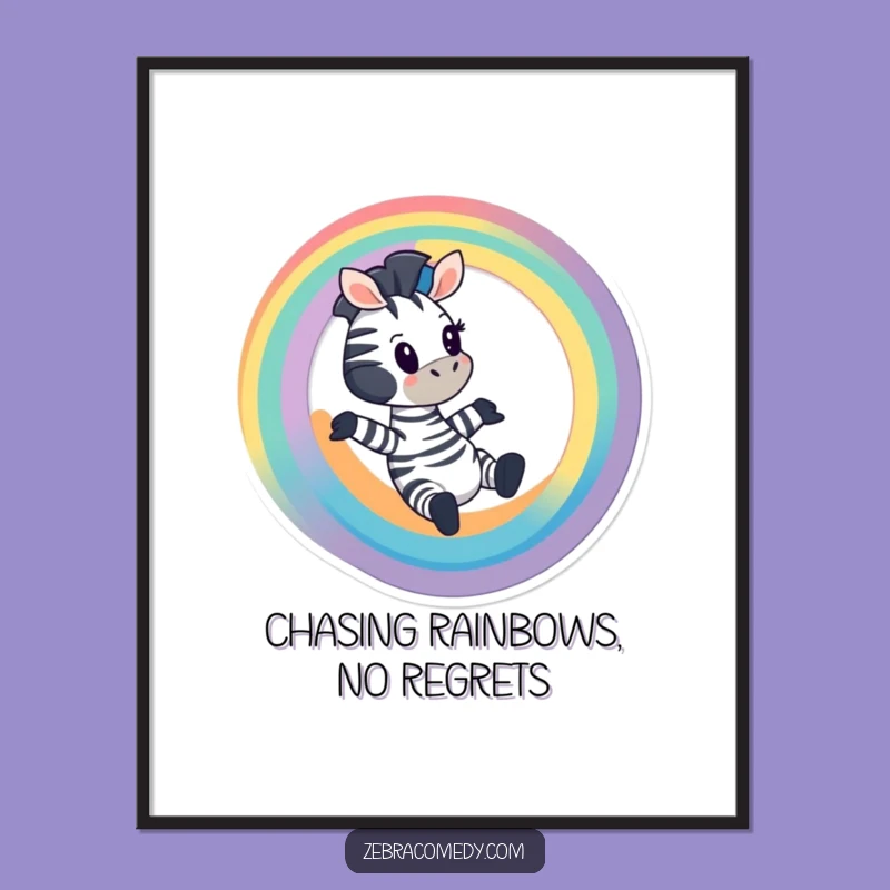 Funny Free Printable Wall Art: Zebra Rainbow Slide - Downloadable Art!