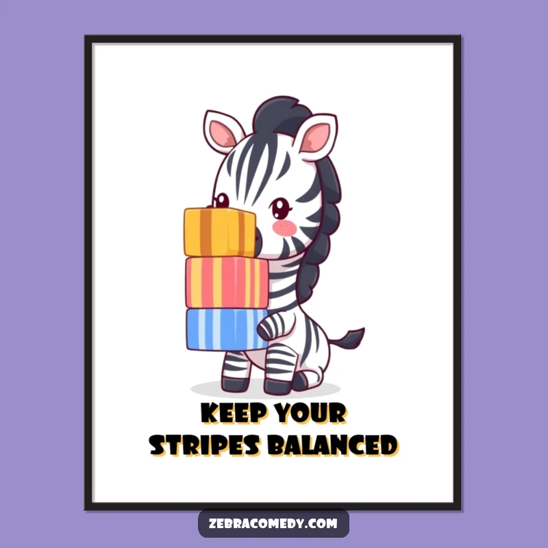 Funny Zebra Wall Art Free Printable: Balancing Gift, Quirky Downloadable Decor