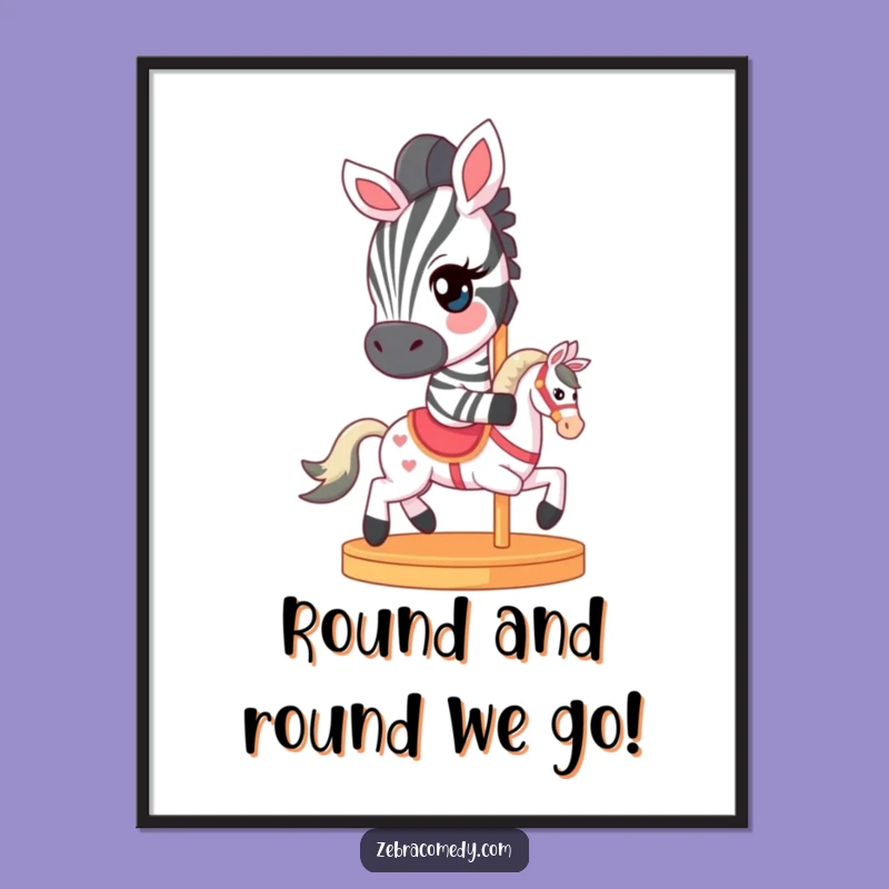 Free Printable Wall Art: Winking Zebra Carousel - Funny Decor Downloadable!