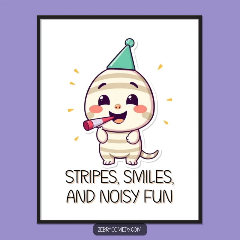 Free Printable Party Character Wall Art: Funny Stripey Downloadable Art Print