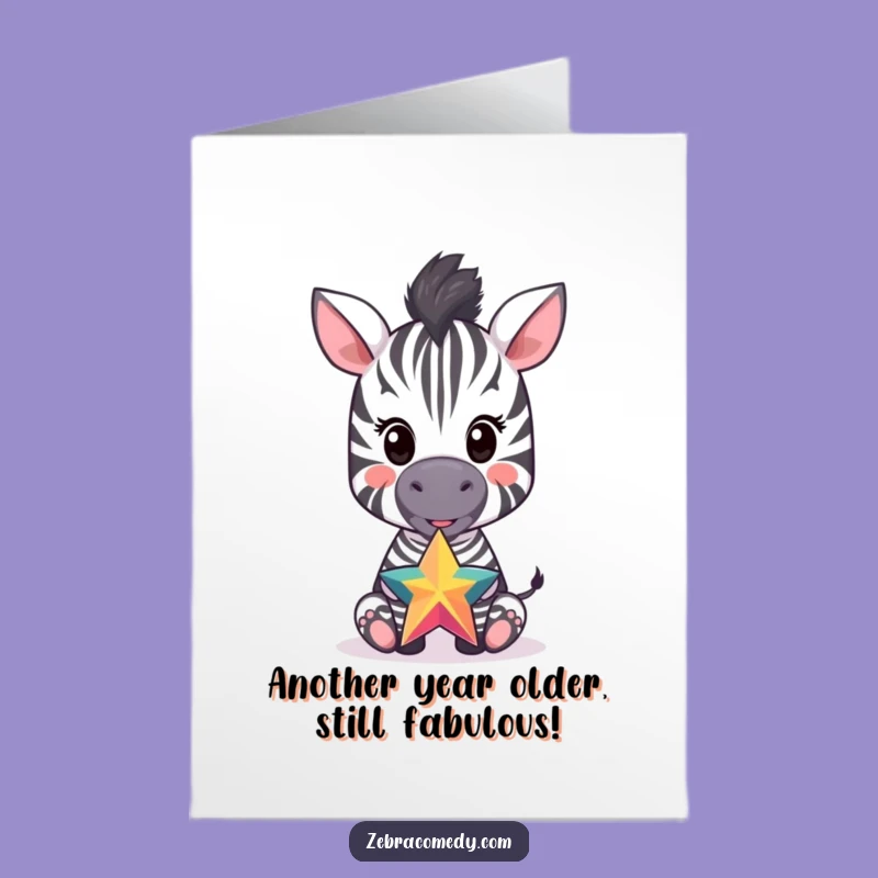 Free Printable Birthday Card Zebra Cub Star Balancing Funny Downloadable Gift Idea