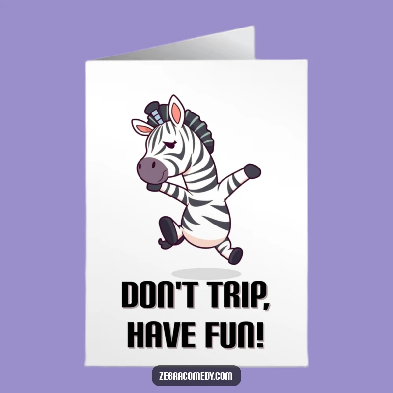 Free Printable Birthday Card: Zebra Mid-Air Save - Funny Downloadable