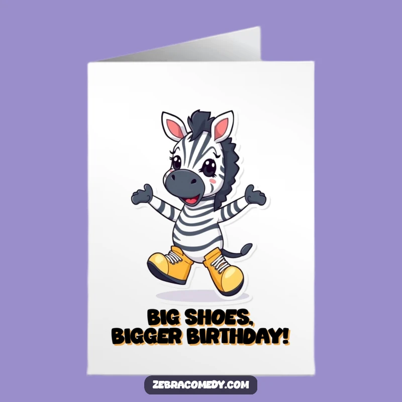 Free Printable Birthday Card: Silly Dancing Zebra!, Hilarious Oversized Shoes Downloadable Gift