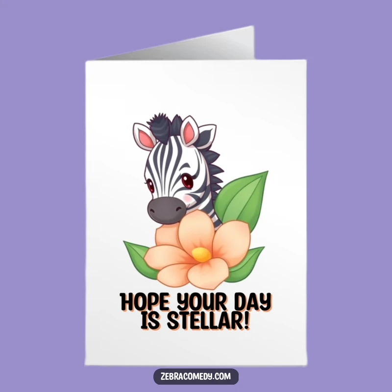 Free Printable Birthday Card: Zebra Behind Flower - Funny Downloadable