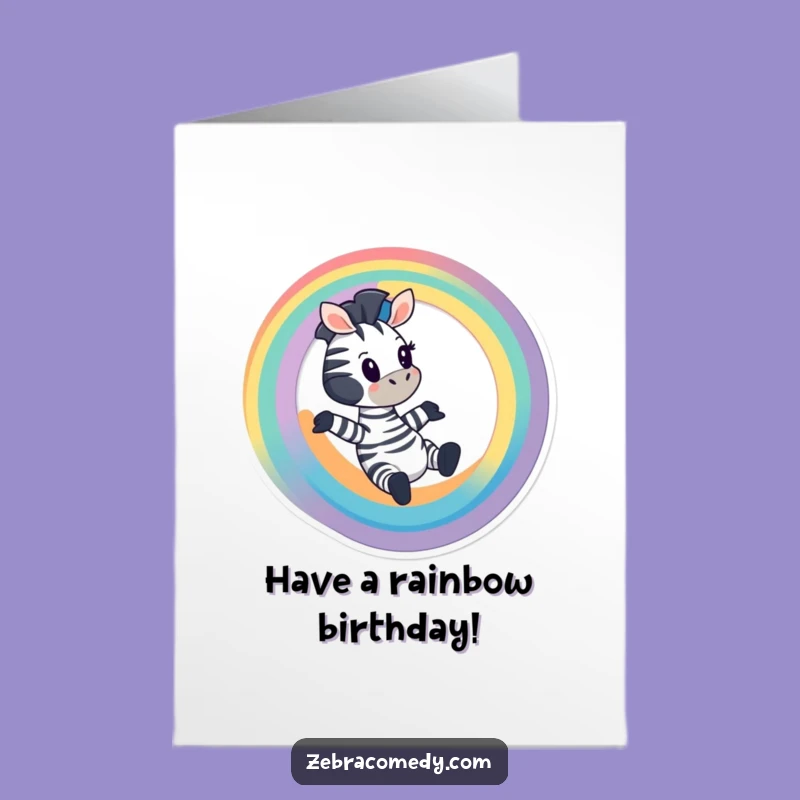 Free Printable Birthday Card: Zebra Rainbow Slide - Fun Downloadable Gift!