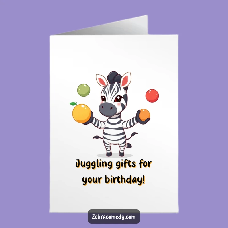 Happy Birthday Zebra Card Free Printable: Funny Fruit Juggler Gift