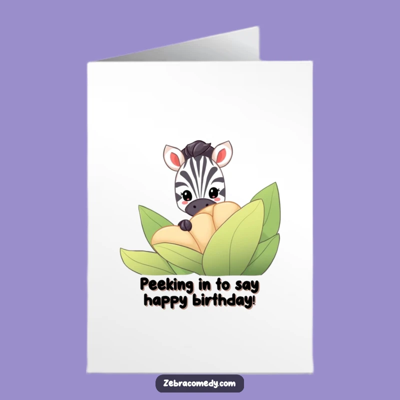 Shy Zebra Birthday Card Free Printable: Peeking Fun Downloadable Gift