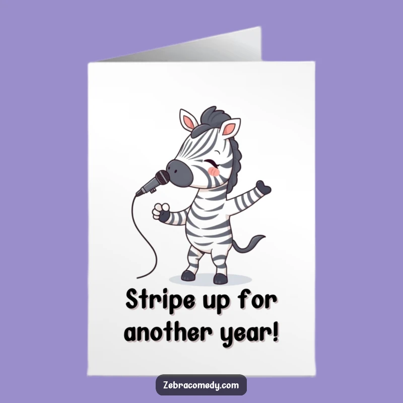 Free Printable Zebra Birthday Card: Singing Star Downloadable Gift for Music Lovers