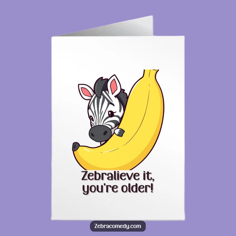 Free Printable Birthday Card: Funny Zebra & Banana - Hilarious Downloadable Gift!