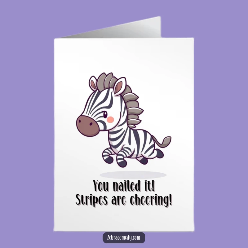 Free Printable Congrats Card: Joyful Zebra Bounce - Humorous Downloadable