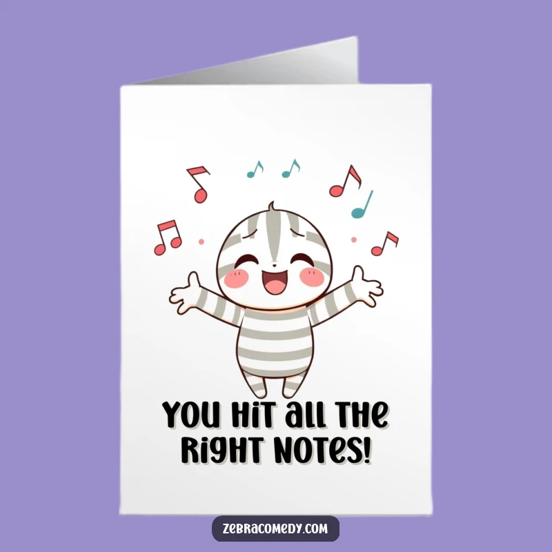 Free Printable Congrats Card: Musical Striped Character - Harmony of Success
