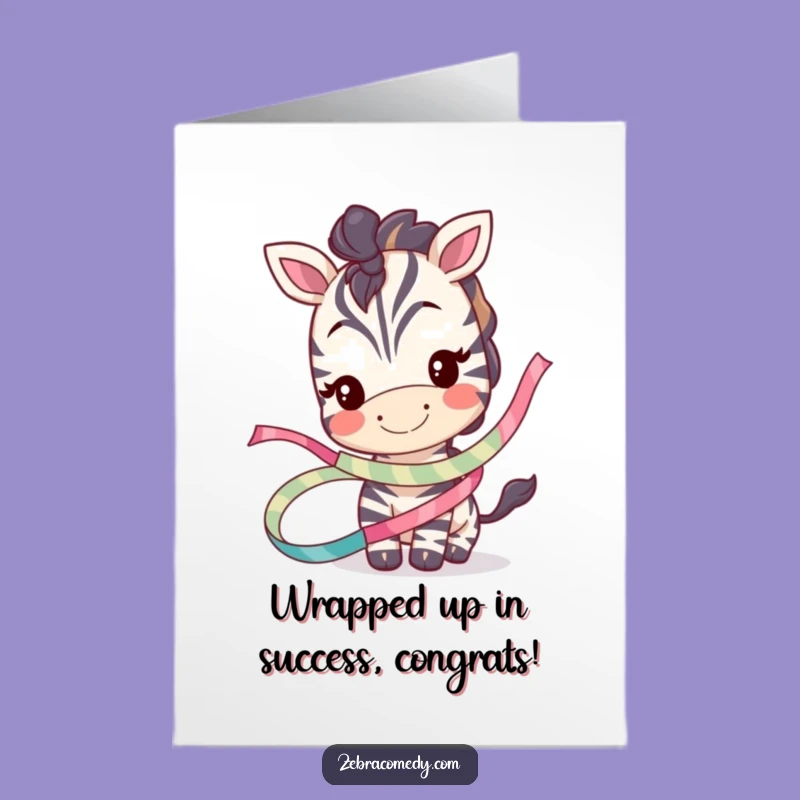 Free Printable Congrats Card: Playful Zebra Ribbon for a Whimsical Achievement Gift