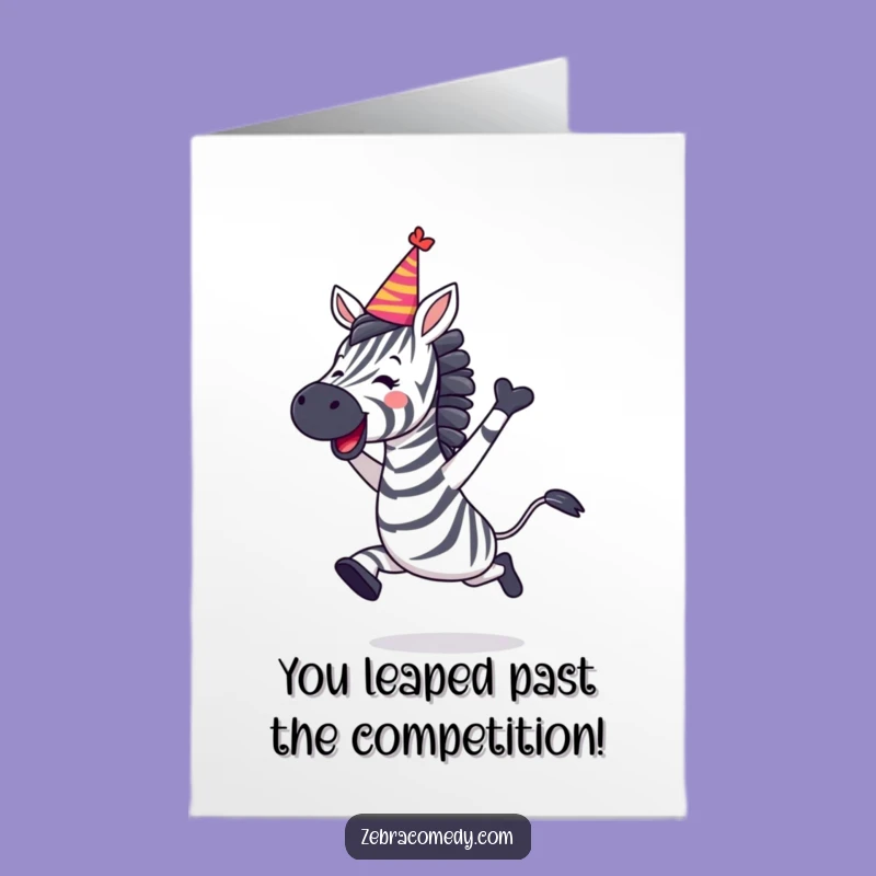 Free Printable Zebra Congrats Card: Jumping Joy Downloadable Gift for Winners