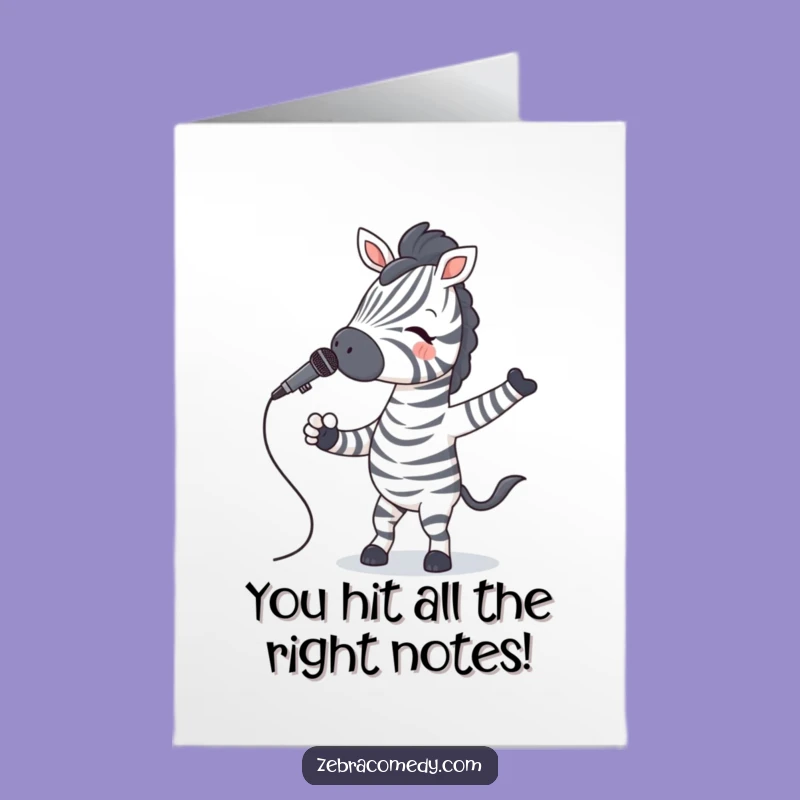 Free Printable Zebra Congrats Card: Singing Sensation Downloadable Gift for Stars