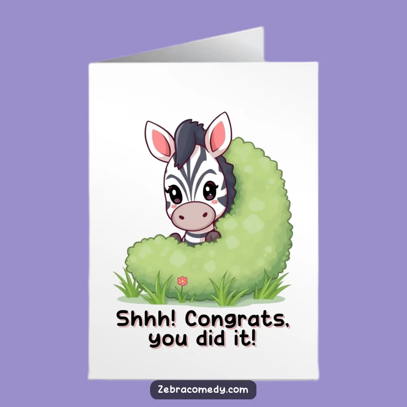 Free Printable Congrats Card: Playful Zebra Surprise for Your Success Downloadable