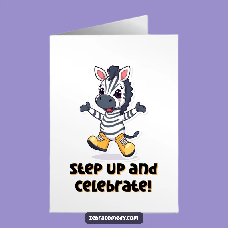 Free Printable Congratulations Card: Silly Zebra Dance!, Celebrate with Funny Downloadable Art
