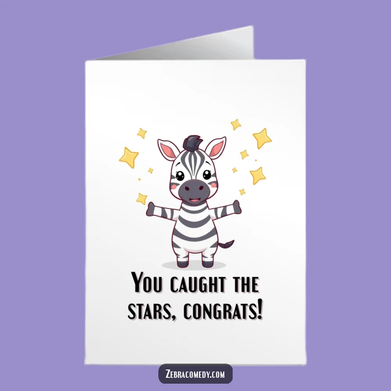 Free Printable Congrats Card: Star Catcher Zebra for a Dazzling Achievement Gift