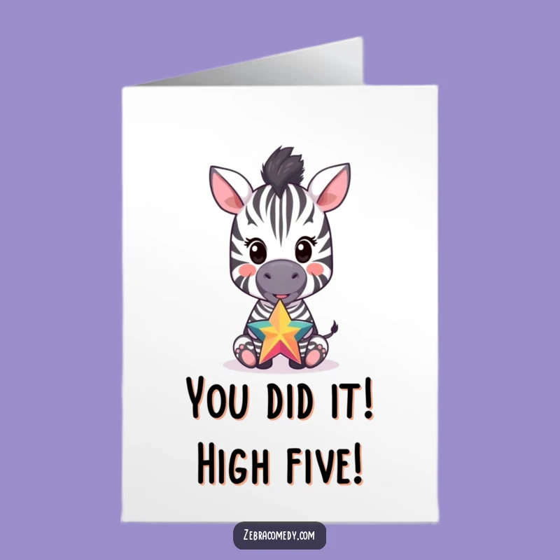 Free Printable Congrats Card Zebra Cub Star Balancing Funny Downloadable Gift