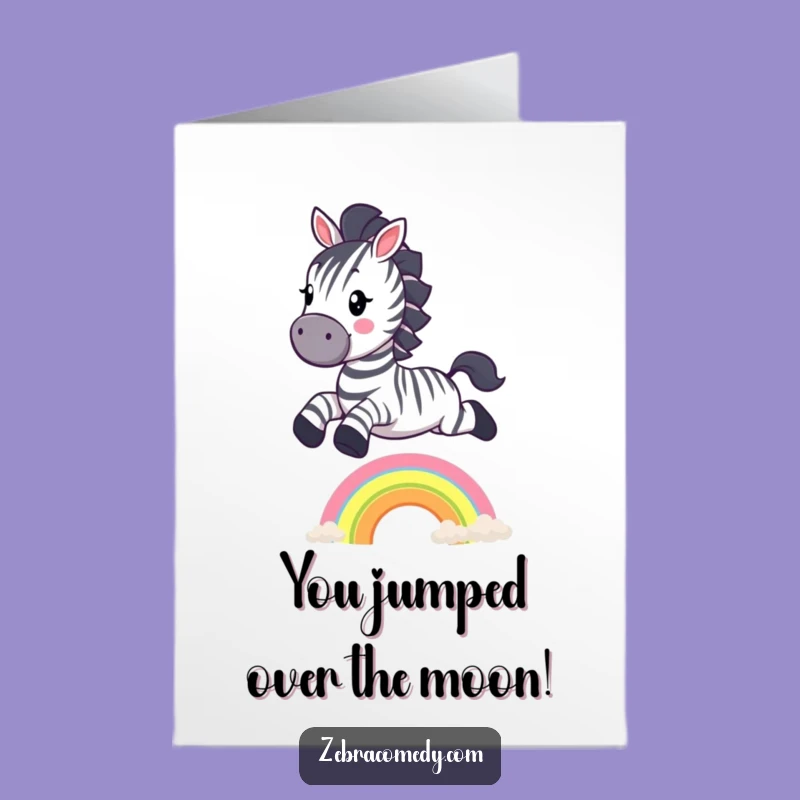 Free Printable Congratulations Card: Zebra Jumps Rainbow, Celebrate Success with Downloadable Art