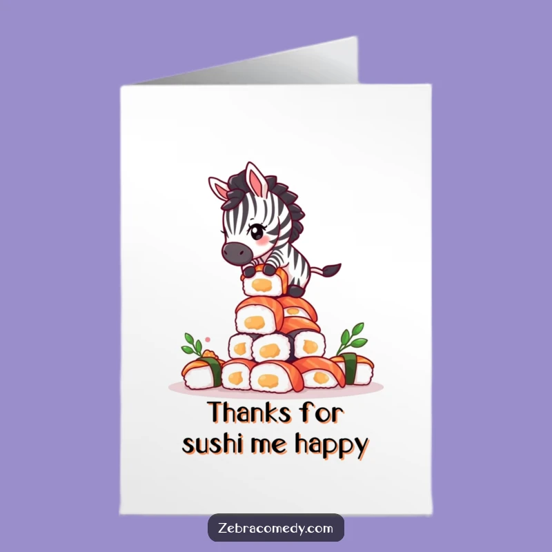 Free Printable Thank You Card: Giddy Zebra Sushi Tower - Funny Downloadable Gift
