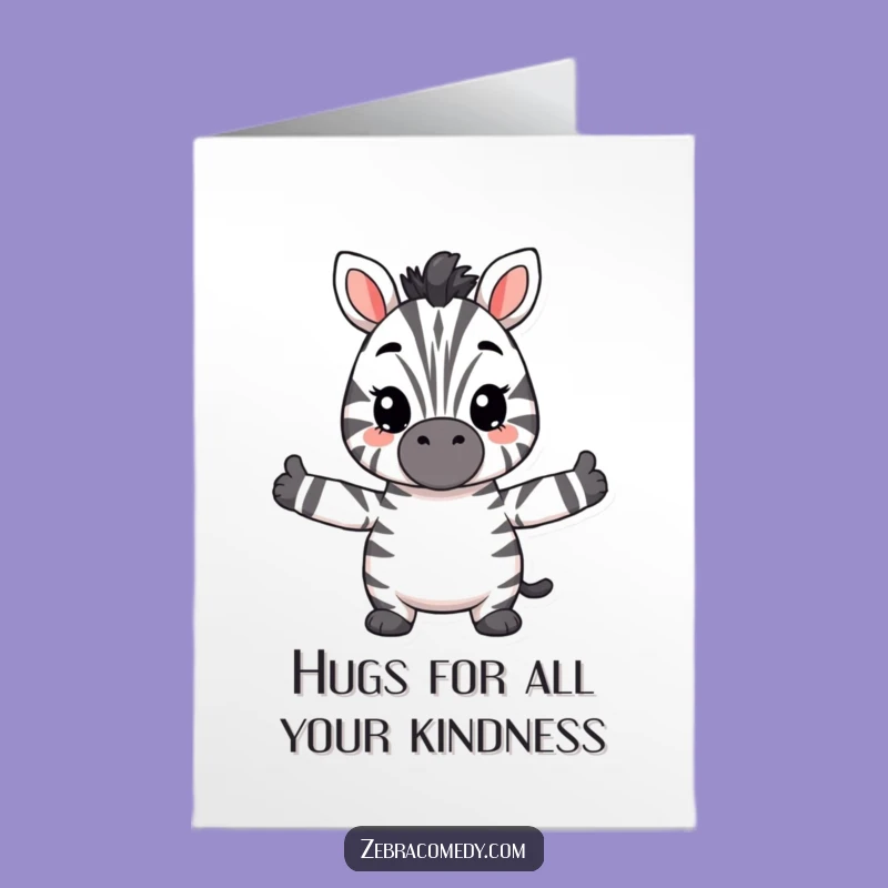 Heartfelt Free Printable Thank You Card: Fuzzy Zebra Hugs Downloadable