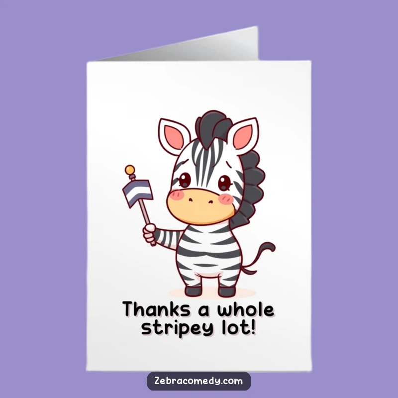 Free Printable Thank You Card: Zebra Waving Flag, Downloadable Funny Gratitude