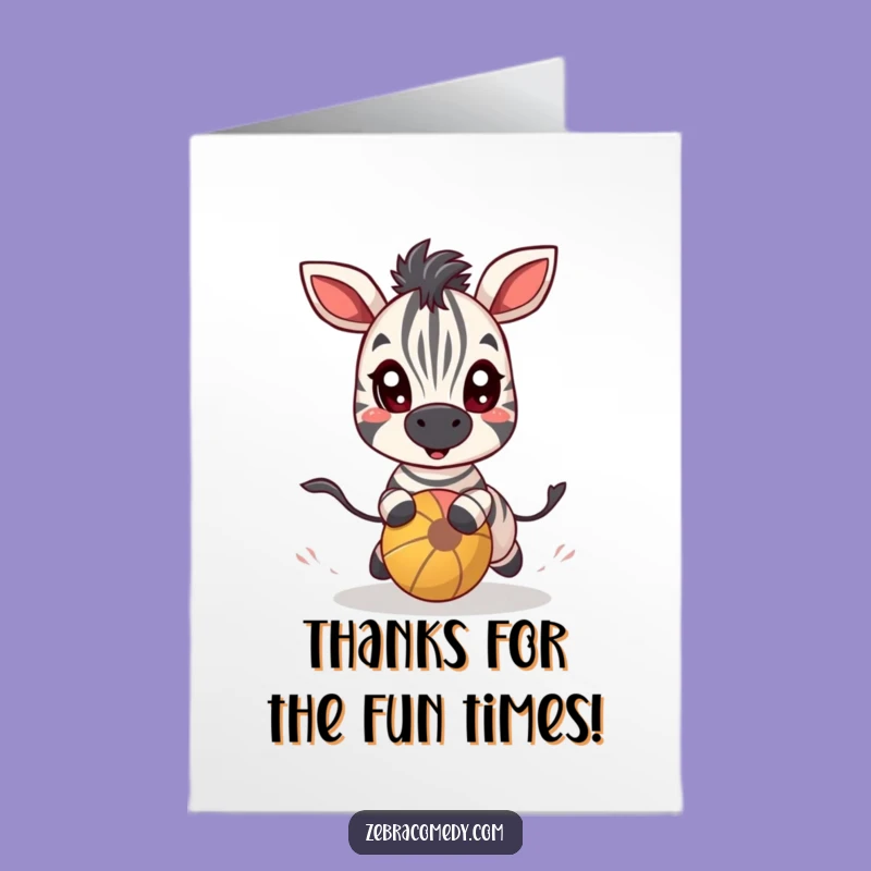 Free Printable Zebra Ball Thank You Card: Playful Downloadable DIY Gift for Appreciation