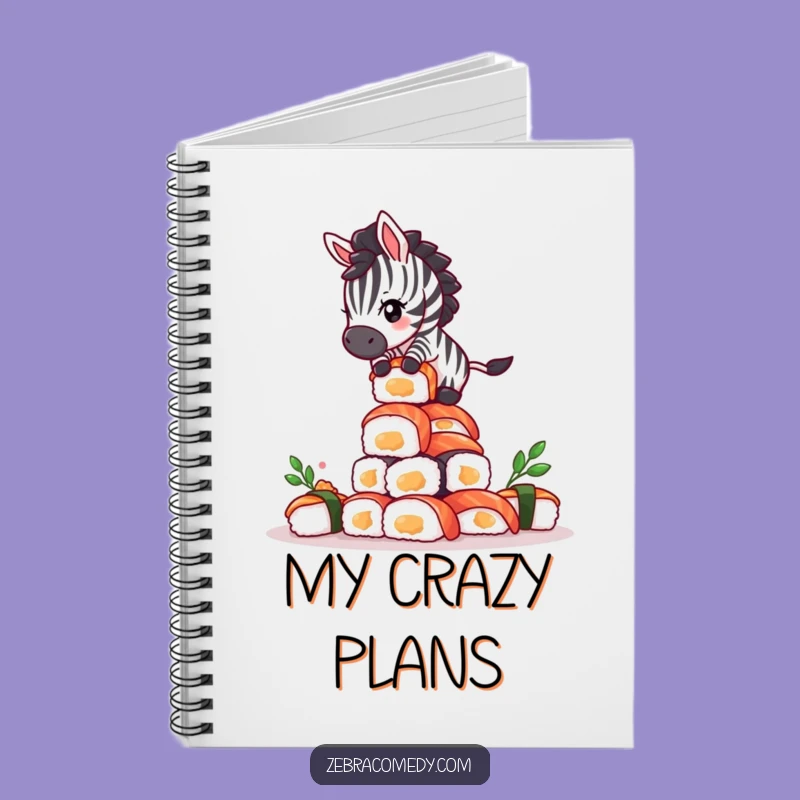 Funny Zebra Sushi Notebook - Giddy Balancing Act Design, Journal Your Fun