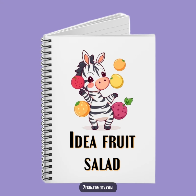 Funny Zebra Juggling Fruit Notebook - Whimsical Cartoon Journal