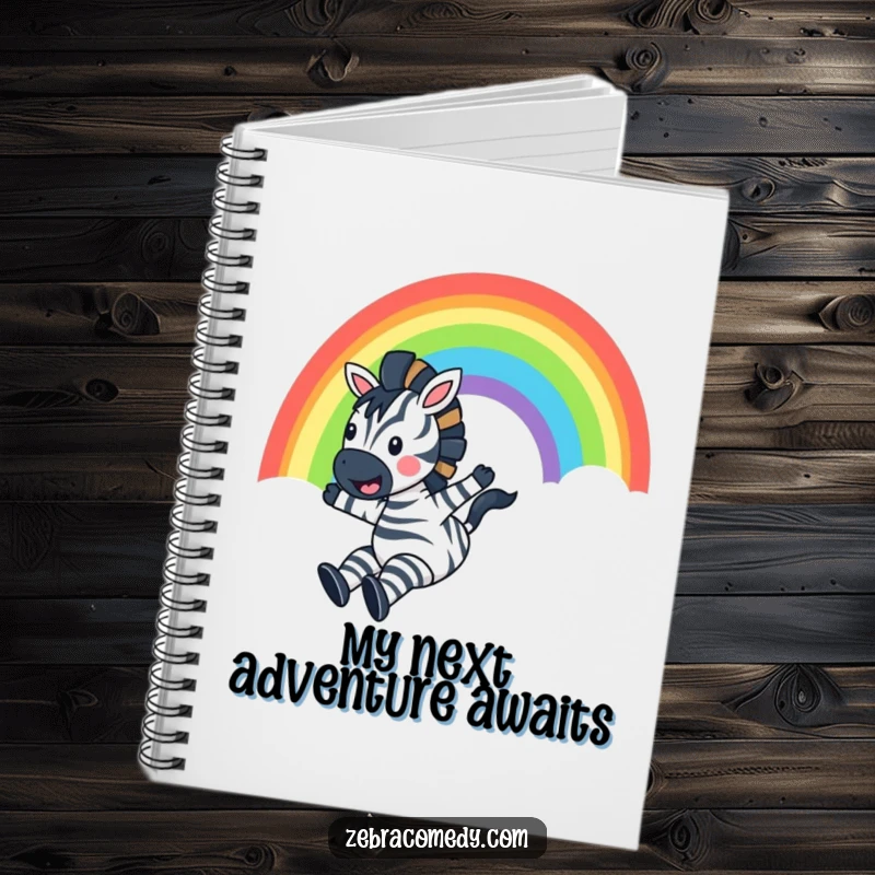 Funny Zebra Notebook: A happy zebra slides down a colorful rainbow, shouting with pure joy, perfect for capturing inspired thoughts.