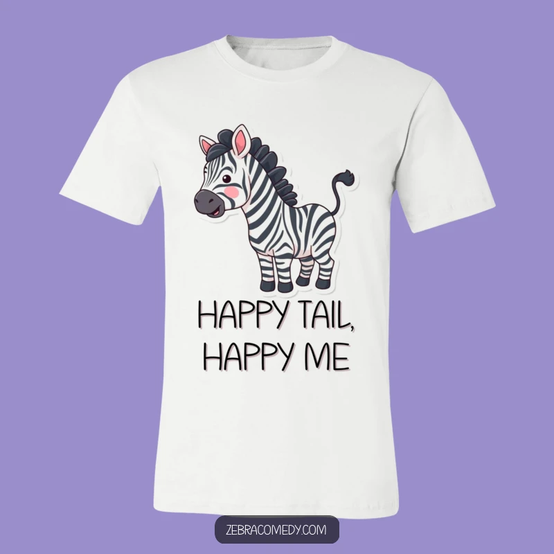 Funny Wavy Stripe Zebra T-Shirt - Happy Tail Wag, Hilarious & Vibrant Tee